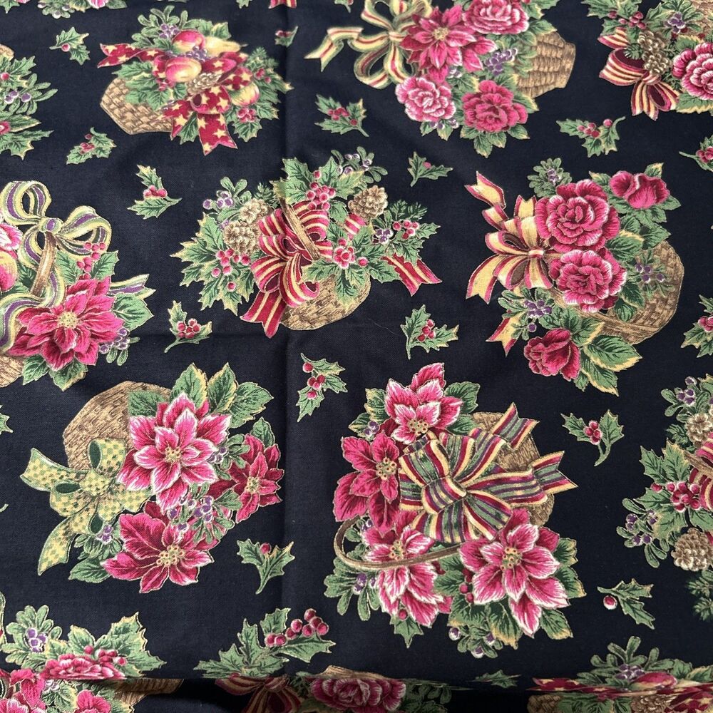 Cranston VIP Cotton Quilting Floral Fabric Christmas Floral Baskets 39" X 44"